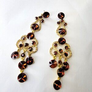 Amber Crystal Chandelier Earrings Bridal Earrings Dramatic Statement Earrings